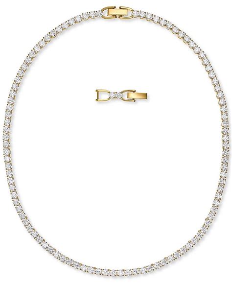 Swarovski Gold-Tone Crystal Tennis Necklace, 14-7/8" + 1/2" extender & Reviews - Necklaces ...