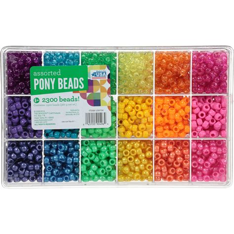 The Beadery Craft Products Rainbow Assorted Plastic Pony Beads 2300 Ct ...