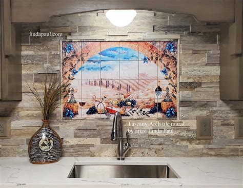 Italian tile murals - Tuscan Kitchen Backsplash tiles