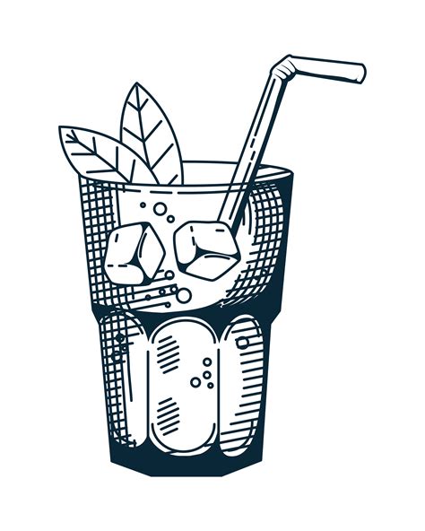 iced tea drink with leafs and straw hand drawn style icon 3689967 Vector Art at Vecteezy