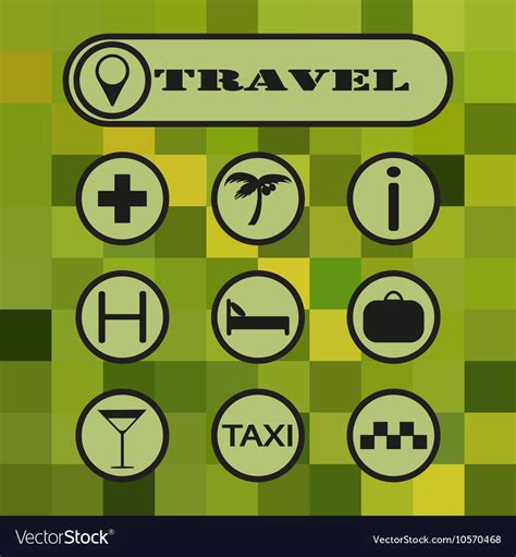 Travel icons on color background colorful Vector Image