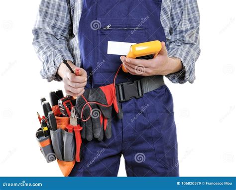 Young Electrician Technician in Clothes and Work Tools Isolated Stock ...