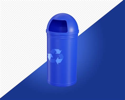 Premium PSD | A blue trash can is next to a blue recycling bin.