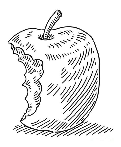 Bite Apple Fruit Drawing Drawing by Frank Ramspott