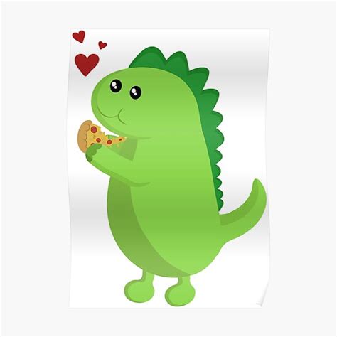 Dinosaur Eat Pizza Posters | Redbubble