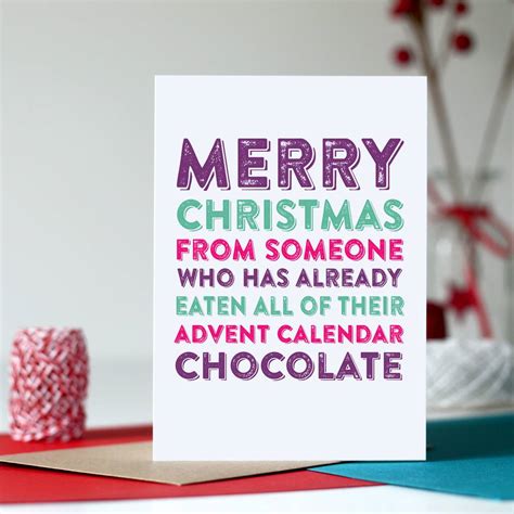 Merry Christmas Advent Chocolate Funny Card By Do You Punctuate? | notonthehighstreet.com