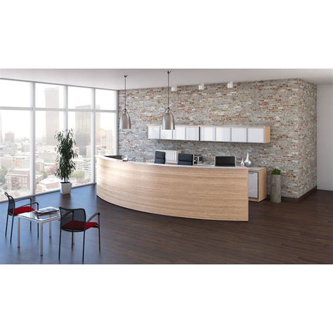 Chiarezza Curved Reception Desk with White Glass Counter Top – Office ...