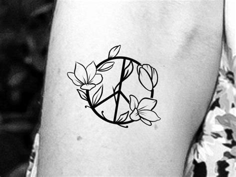 Peace sign wildflower temporary tattoo – Artofit