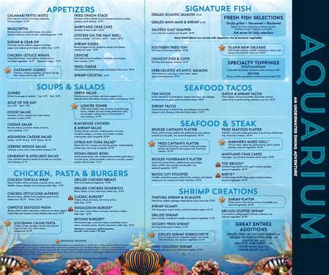 Aquarium Restaurant menu in Kemah, Texas, USA