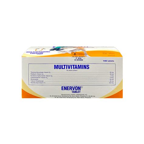 ENERVON Multivitamins Tablet 100's price in the Philippines | MedsGo Pharmacy