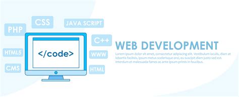 Web development banner. Computer with window A computer with a browser window. Studying ...