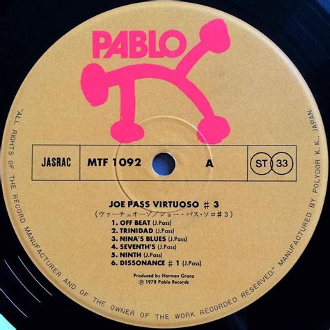 Paolo Martino on Instagram: “"Virtuoso #3 " by Joe Pass. Album recorded in 1977 and pressed by ...