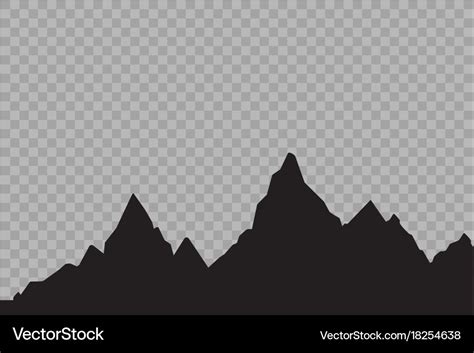 Set of black and white mountain silhouettes Vector Image