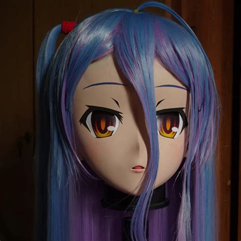 (C2 014) Handmade Female Full Head Kigurumi Mask with Purple/Blue Hair ...