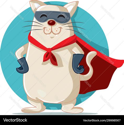 Superhero cat cartoon funny character Royalty Free Vector