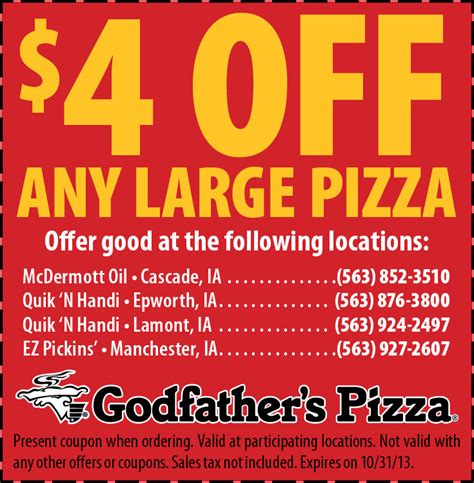 Godfather's Pizza Coupons Printable