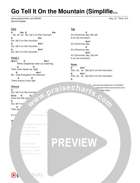 Go Tell It On the Mountain (Simplified) Chords PDF () - PraiseCharts