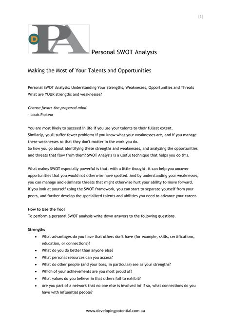 Personal Swot Analysis | Templates at allbusinesstemplates.com
