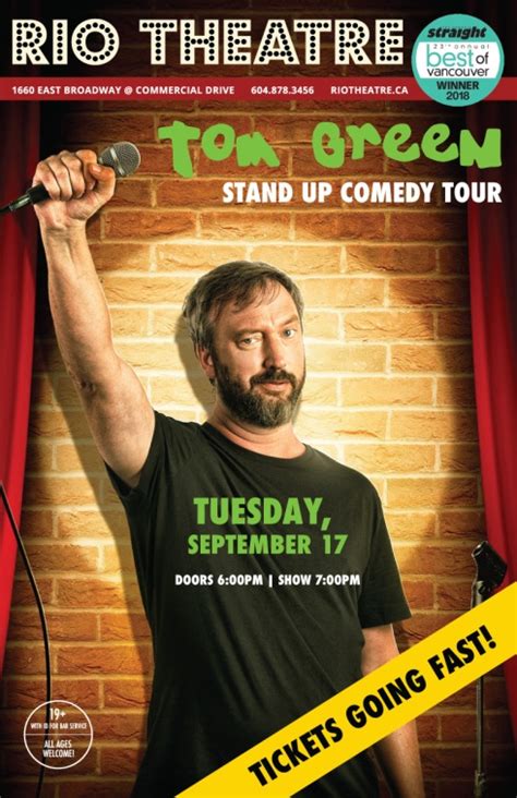 Tom Green Stand Up Comedy Tour At The Rio Theatre September 17th ...