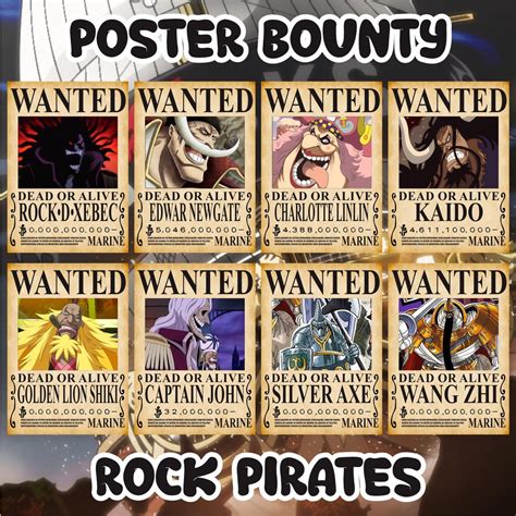 Jual Poster Bounty Rock Pirates Anime Manga One Piece Poster Buronan Rock D Xebec Ukuran A4 ...