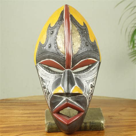 Colorful Hand Carved and Painted Ghana African Mask - The Face of ...