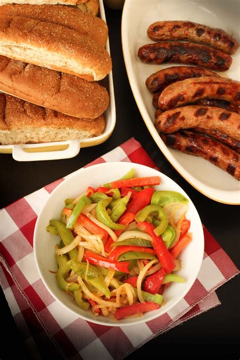 Grilled Brats with Peppers and Onions (94 cents each) - Good Cheap Eats