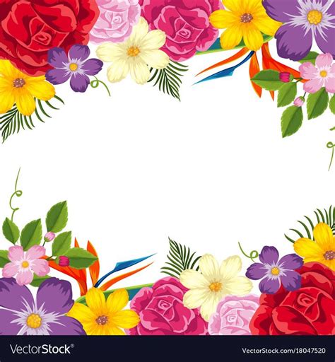 Border template with colorful flowers illustration. Download a Free ...