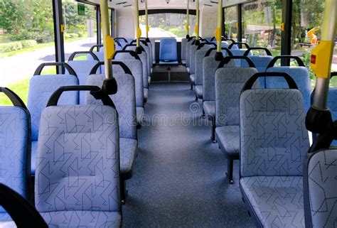 Bus Seats on Empty Double Decker Bus. Blank Advertising Space; for Mockup Display; Bus Seat ...