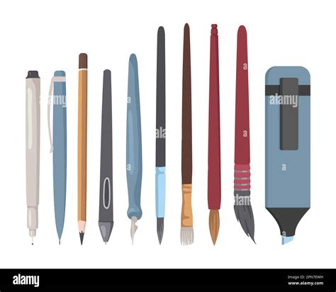 Different writing and drawing tools vector illustrations set Stock Vector Image & Art - Alamy