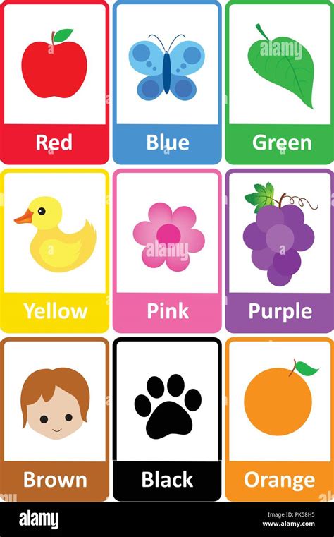 Printable flash card colletion for colors and their names with colorful ...