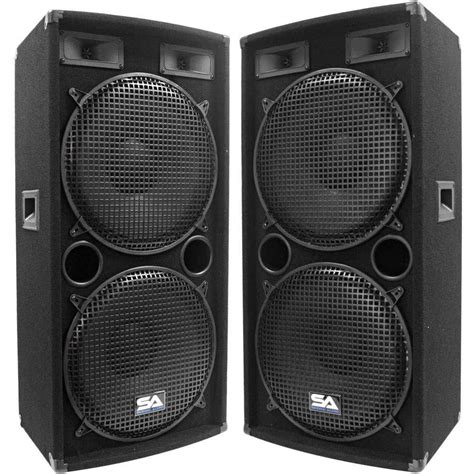 Dual 15" Speaker Cabinet Mains | Pair of Double 15 Inch Pro Audio Speaker Cabs | DJ Speakers ...