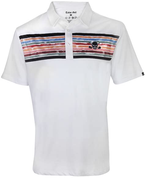 Geometric graphic print golf shirt Men's White Golf Polo (White) Wild ...