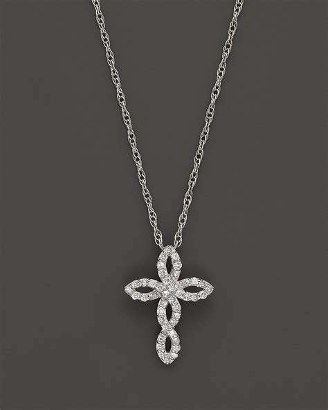 Small Diamond Cross Pendant Necklace in 14K White Gold, .20 ct. t.w. | Bloomingdale's