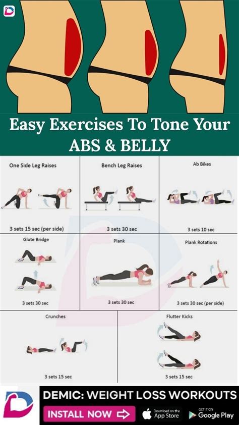 Easy Exercises To Tone Abs & Belly | Ab workout plan, Workout for flat stomach, Stomach workout ...