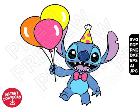 Stitch Birthday Balloons SVG Dxf Png Clipart Cut File - Etsy Australia