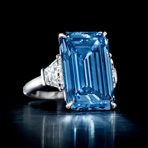 Oppenheimer blue diamond ring-The 14.62 carat emerald-cut Vivid Blue diamond sold for an ...