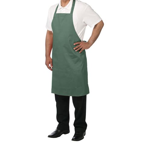 Chef Revival 601NP-HG Customizable Hunter Green Bib Apron - 34"L x 28"W