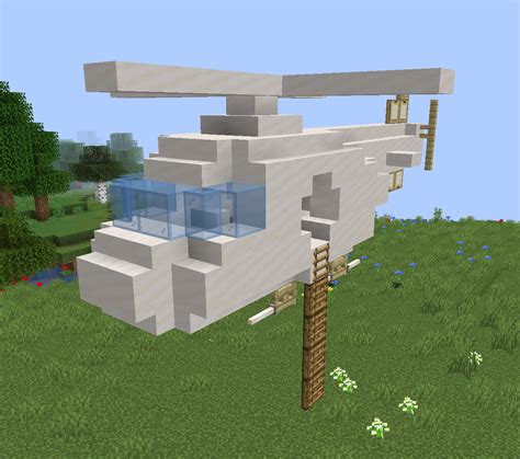 Made a rope ladder and a helicopter for it to hang from. : r/Minecraft