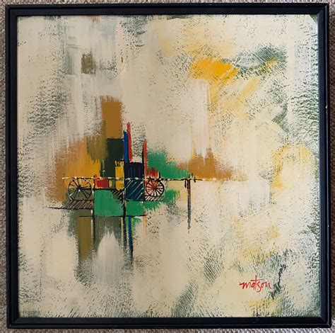 Fun Vintage 60s Abstract Painting Wall Hanging Art Mid Century Modern ...