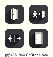 480 Emergency Exit Icons Door With Arrow Sign Vector Cartoon | Royalty Free - GoGraph