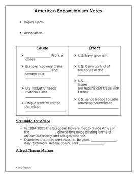 American Expansionism Guided Notes for PPT by Aurora Originals | TPT