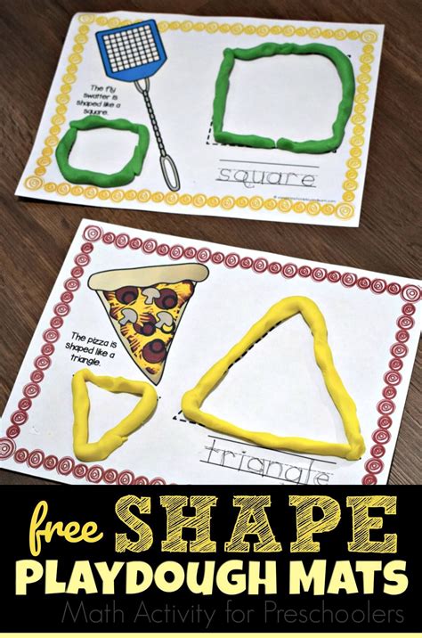 FREE Shape Playdough Mats are a fun, hands on math activity for preschool, prek, and kindergart ...