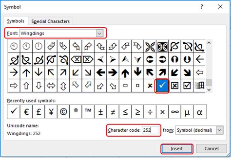 How do I Insert a Checkmark in Excel 2010-2016