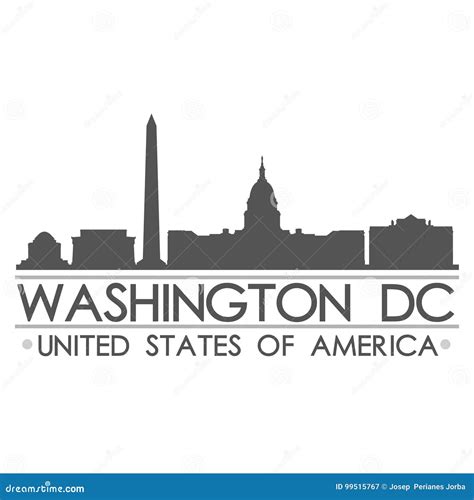 Washington DC Skyline Silhouette Design City Vector Art Stock Vector ...