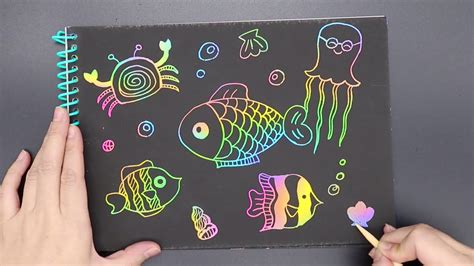 Scratch Art | How to Draw Fish and Sea Animals | Under the Sea - YouTube