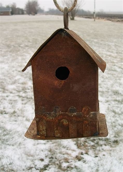 Rustic Hanging Tin Bird House