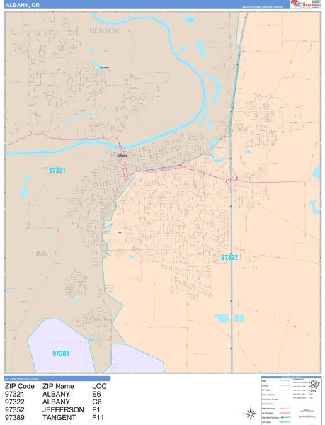 Albany Oregon Wall Map (Color Cast Style) by MarketMAPS - MapSales