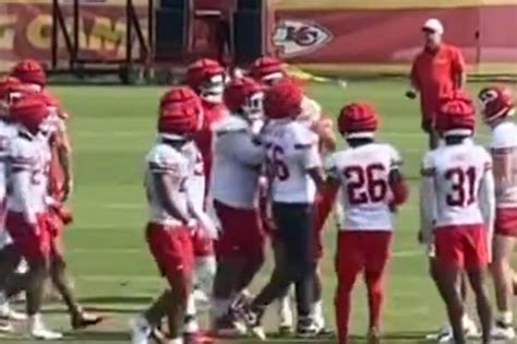 Travis Kelce Seen Shoving Teammate in Chiefs Training Camp