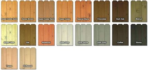 Cedar Wood Stain Color Chart