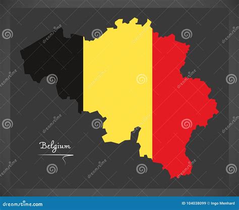 Belgium Map with Belgian National Flag Illustration Stock Vector - Illustration of countries ...